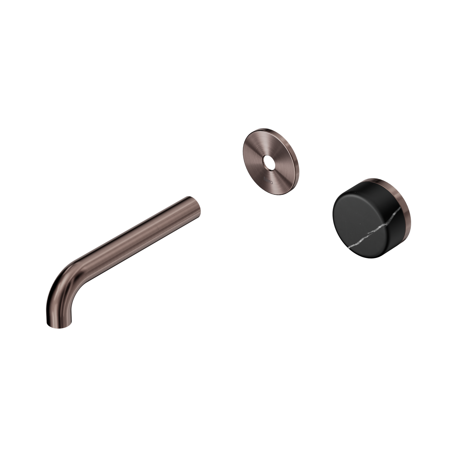 Nero Serenity Progressive Wall Basin Mixer 160mm Spout With Marquina Black Handle Trim Kit Only, Brushed Bronze