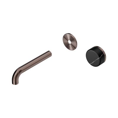 Nero Serenity Progressive Wall Basin Mixer 160mm Spout With Marquina Black Handle Trim Kit Only, Brushed Bronze