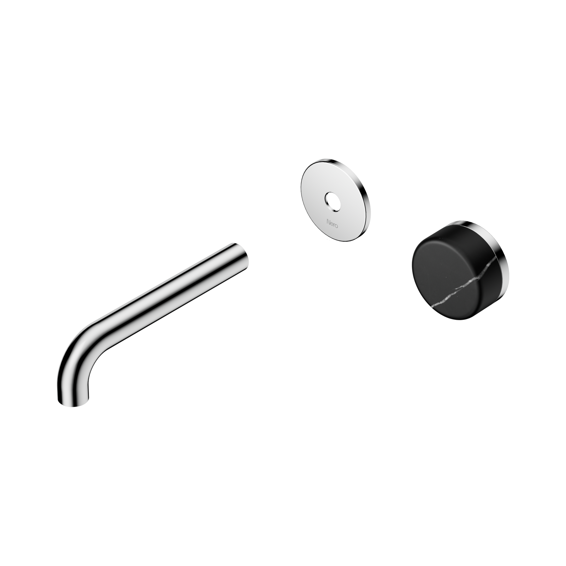 Nero Serenity Progressive Wall Basin Mixer 160mm Spout With Marquina Black Handle Trim Kit Only, Chrome