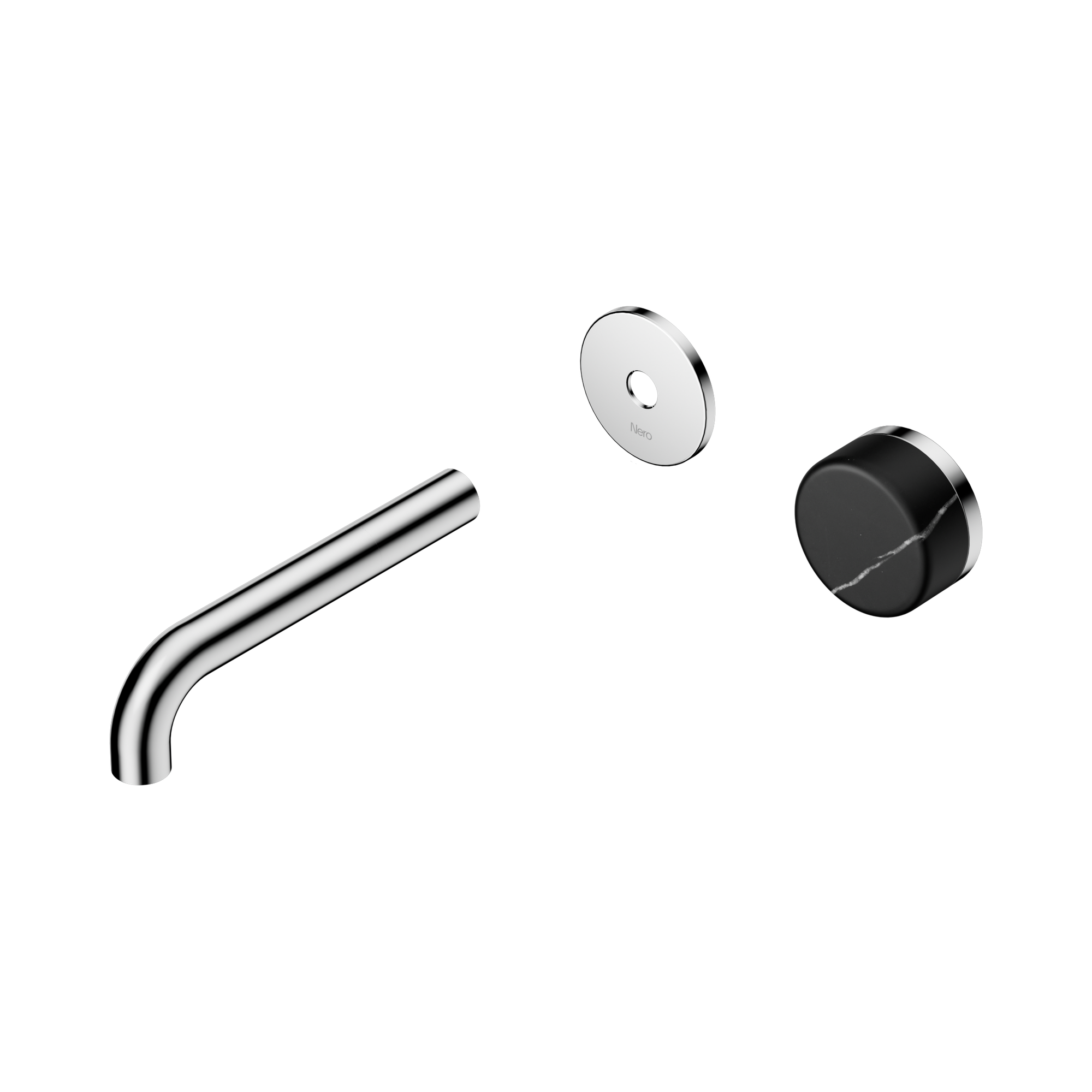 Nero Serenity Progressive Wall Basin Mixer 160mm Spout With Marquina Black Handle Trim Kit Only, Chrome