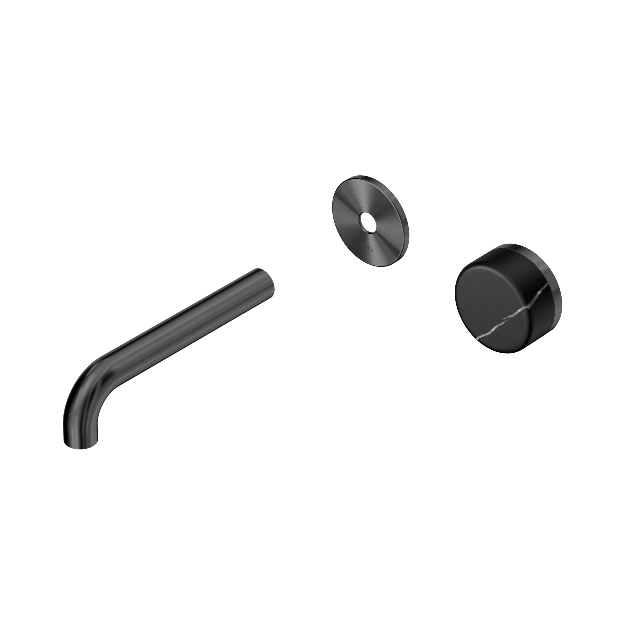 Nero Serenity Progressive Wall Basin Mixer 160mm Spout With Marquina Black Handle Trim Kit Only, Gun Metal