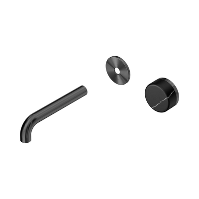 Nero Serenity Progressive Wall Basin Mixer 160mm Spout With Marquina Black Handle Trim Kit Only, Gun Metal
