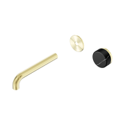 Nero Serenity Progressive Wall Basin Mixer 185mm Spout With Marquina Black Handle Trim Kit Only, Brushed Gold