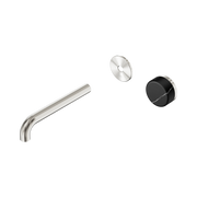 Nero Serenity Progressive Wall Basin Mixer 185mm Spout With Marquina Black Handle Trim Kit Only, Brushed Nickel