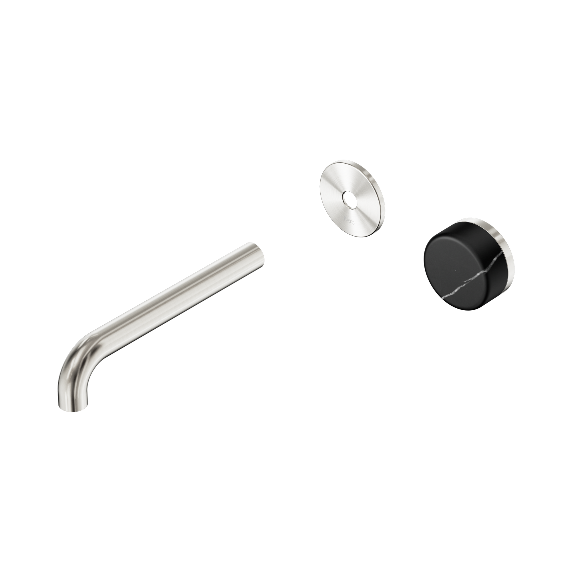 Nero Serenity Progressive Wall Basin Mixer 185mm Spout With Marquina Black Handle Trim Kit Only, Brushed Nickel