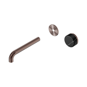 Nero Serenity Progressive Wall Basin Mixer 185mm Spout With Marquina Black Handle Trim Kit Only, Brushed Bronze
