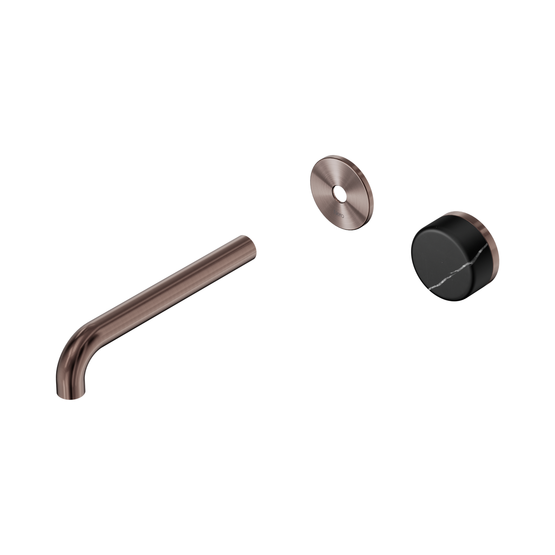Nero Serenity Progressive Wall Basin Mixer 185mm Spout With Marquina Black Handle Trim Kit Only, Brushed Bronze