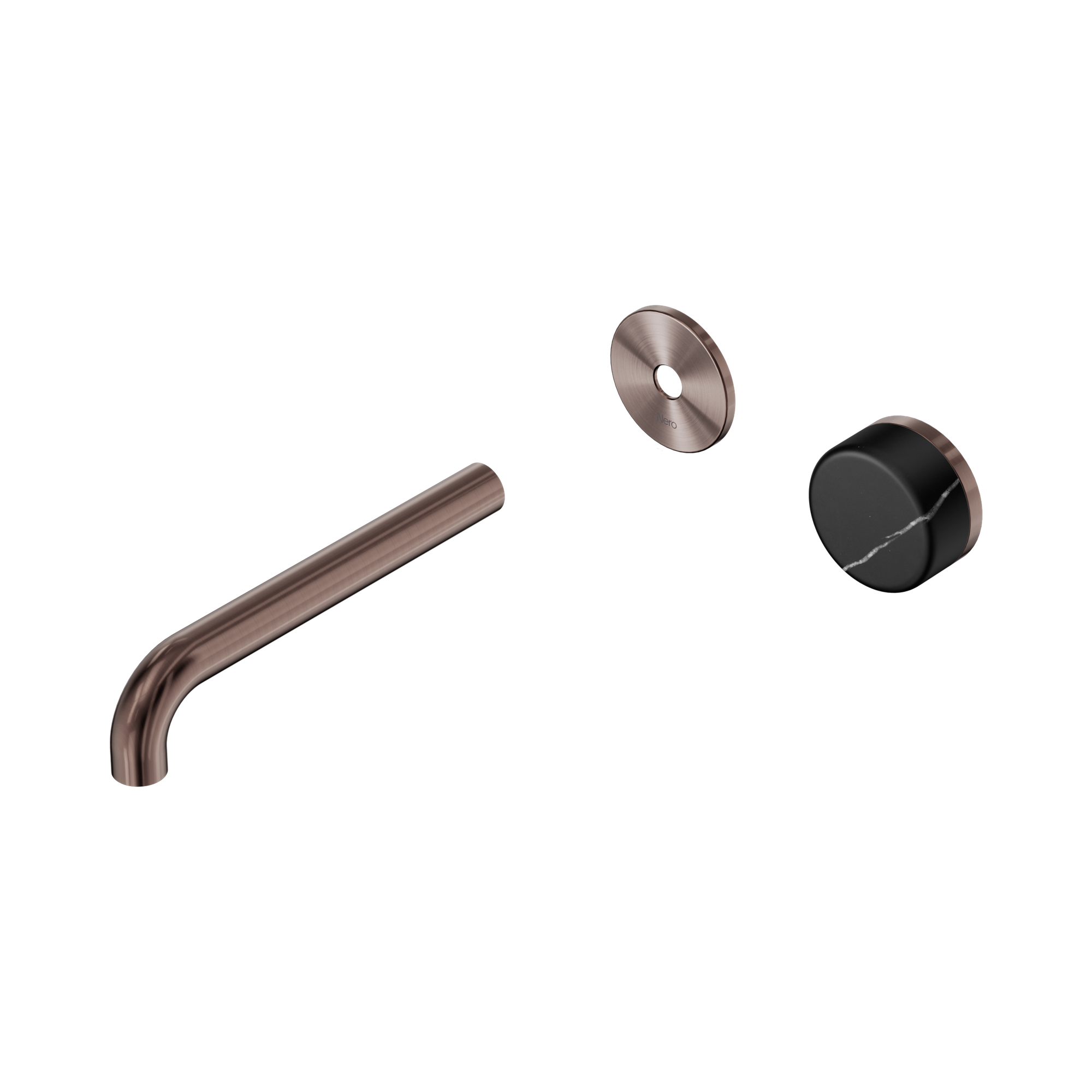 Nero Serenity Progressive Wall Basin Mixer 185mm Spout With Marquina Black Handle Trim Kit Only, Brushed Bronze
