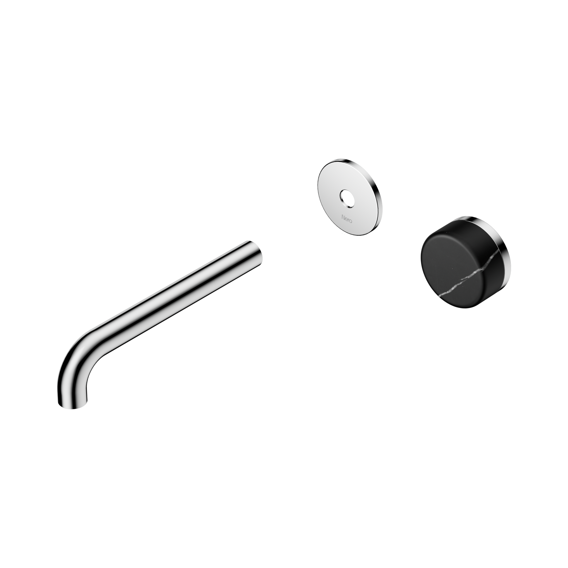 Nero Serenity Progressive Wall Basin Mixer 185mm Spout With Marquina Black Handle Trim Kit Only, Chrome