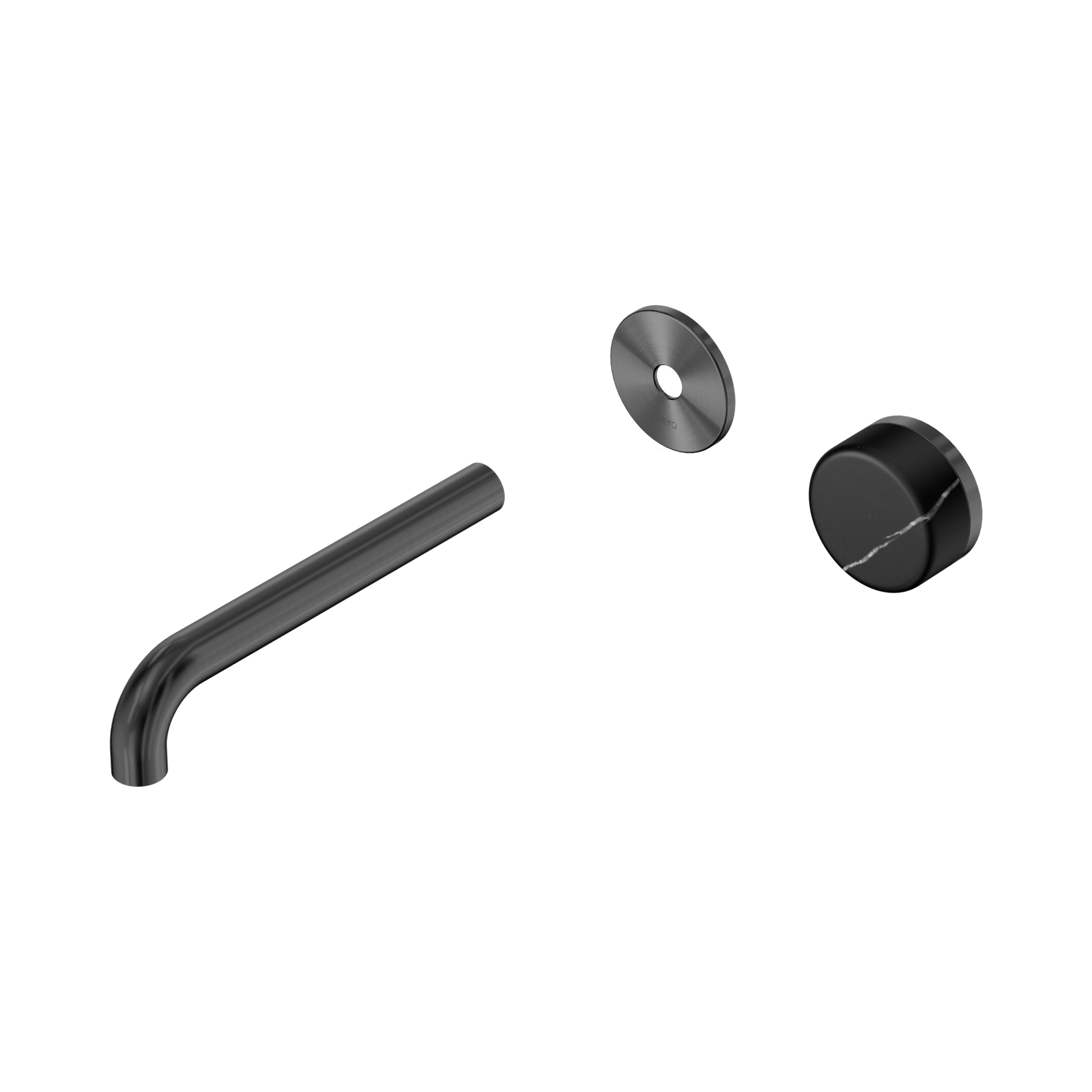 Nero Serenity Progressive Wall Basin Mixer 185mm Spout With Marquina Black Handle Trim Kit Only, Gun Metal