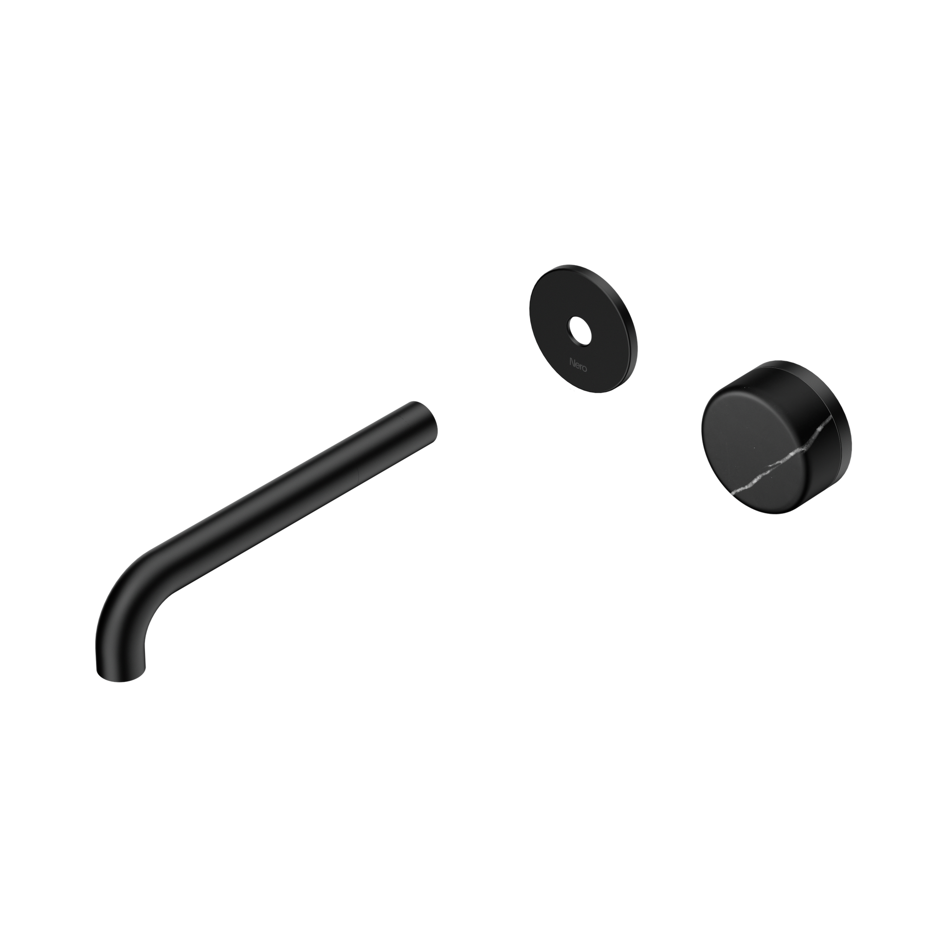 Nero Serenity Progressive Wall Basin Mixer 185mm Spout With Marquina Black Handle Trim Kit Only, Matte Black