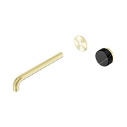 Nero Serenity Progressive Wall Basin Mixer 220mm Spout With Marquina Black Handle Trim Kit Only, Brushed Gold