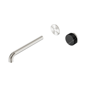 Nero Serenity Progressive Wall Basin Mixer 220mm Spout With Marquina Black Handle Trim Kit Only, Brushed Nickel