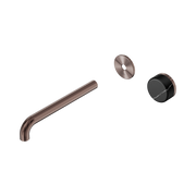 Nero Serenity Progressive Wall Basin Mixer 220mm Spout With Marquina Black Handle Trim Kit Only, Brushed Bronze