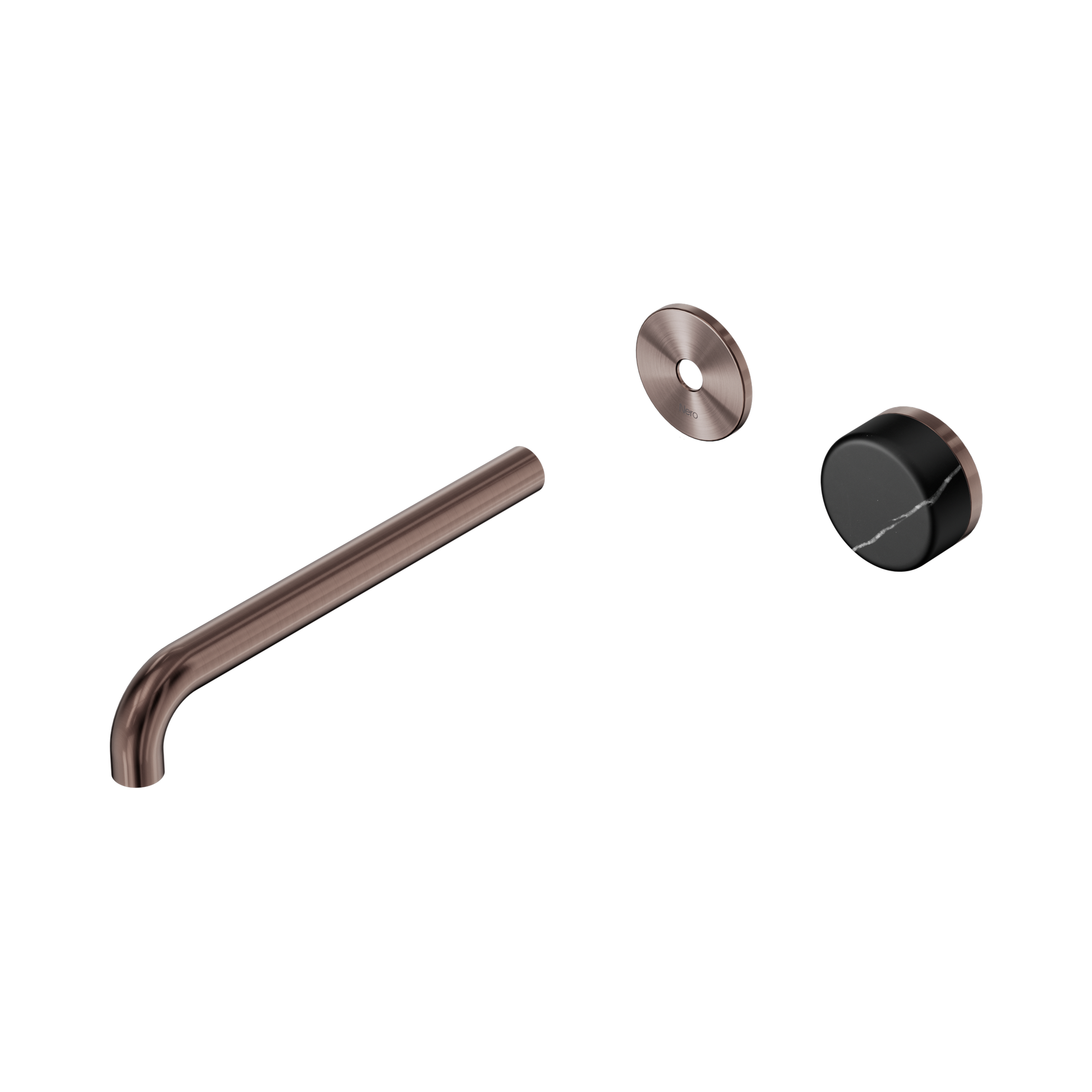 Nero Serenity Progressive Wall Basin Mixer 220mm Spout With Marquina Black Handle Trim Kit Only, Brushed Bronze