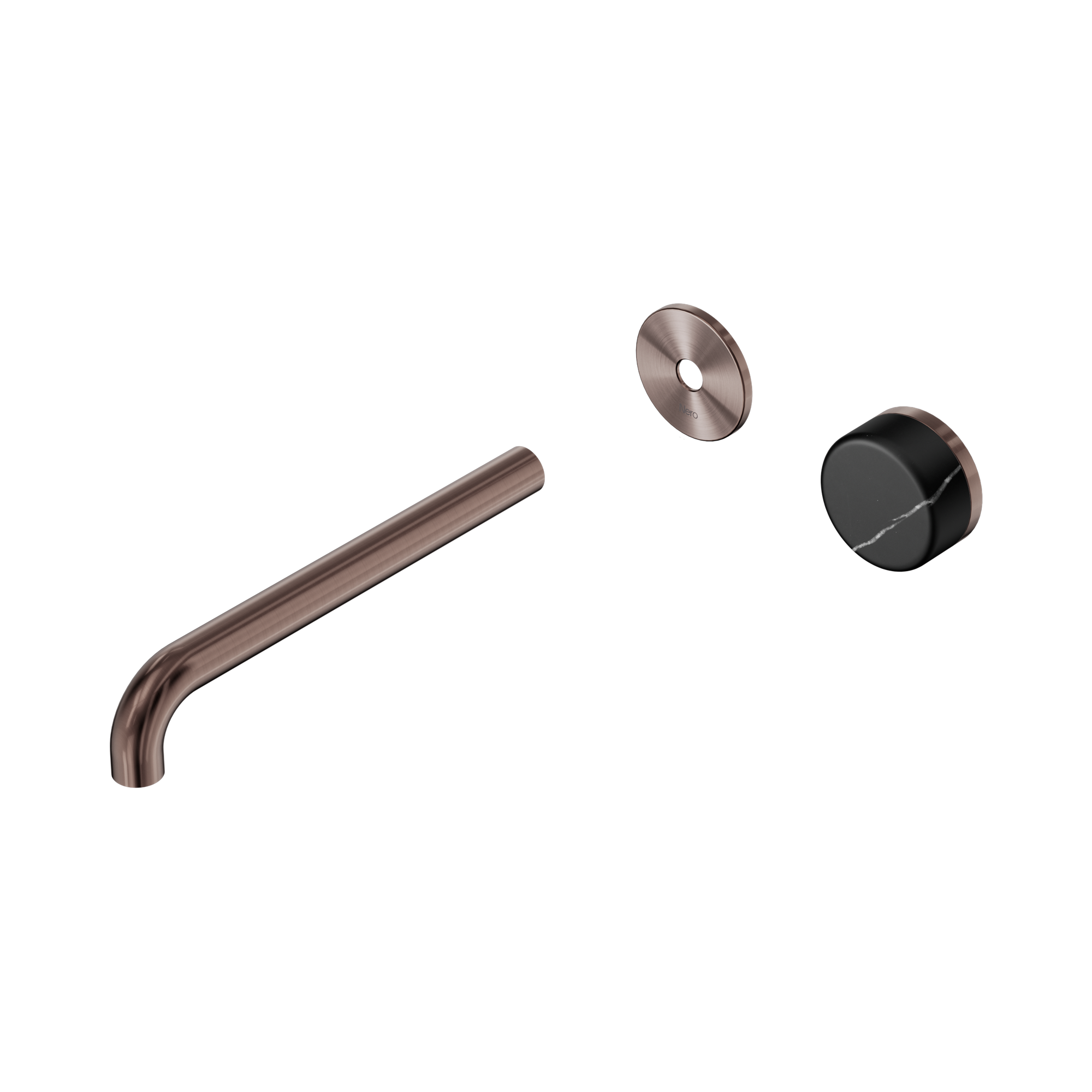 Nero Serenity Progressive Wall Basin Mixer 220mm Spout With Marquina Black Handle Trim Kit Only, Brushed Bronze