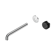 Nero Serenity Progressive Wall Basin Mixer 220mm Spout With Marquina Black Handle Trim Kit Only, Chrome