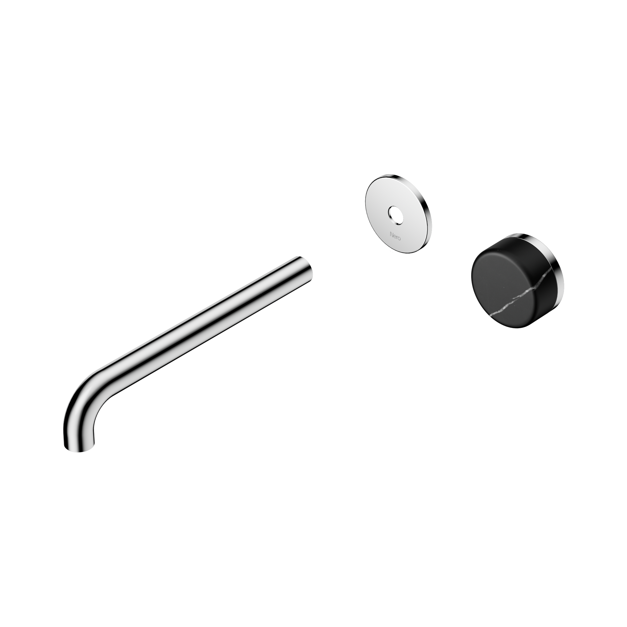 Nero Serenity Progressive Wall Basin Mixer 220mm Spout With Marquina Black Handle Trim Kit Only, Chrome