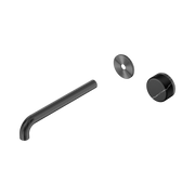 Nero Serenity Progressive Wall Basin Mixer 220mm Spout With Marquina Black Handle Trim Kit Only, Gun Metal