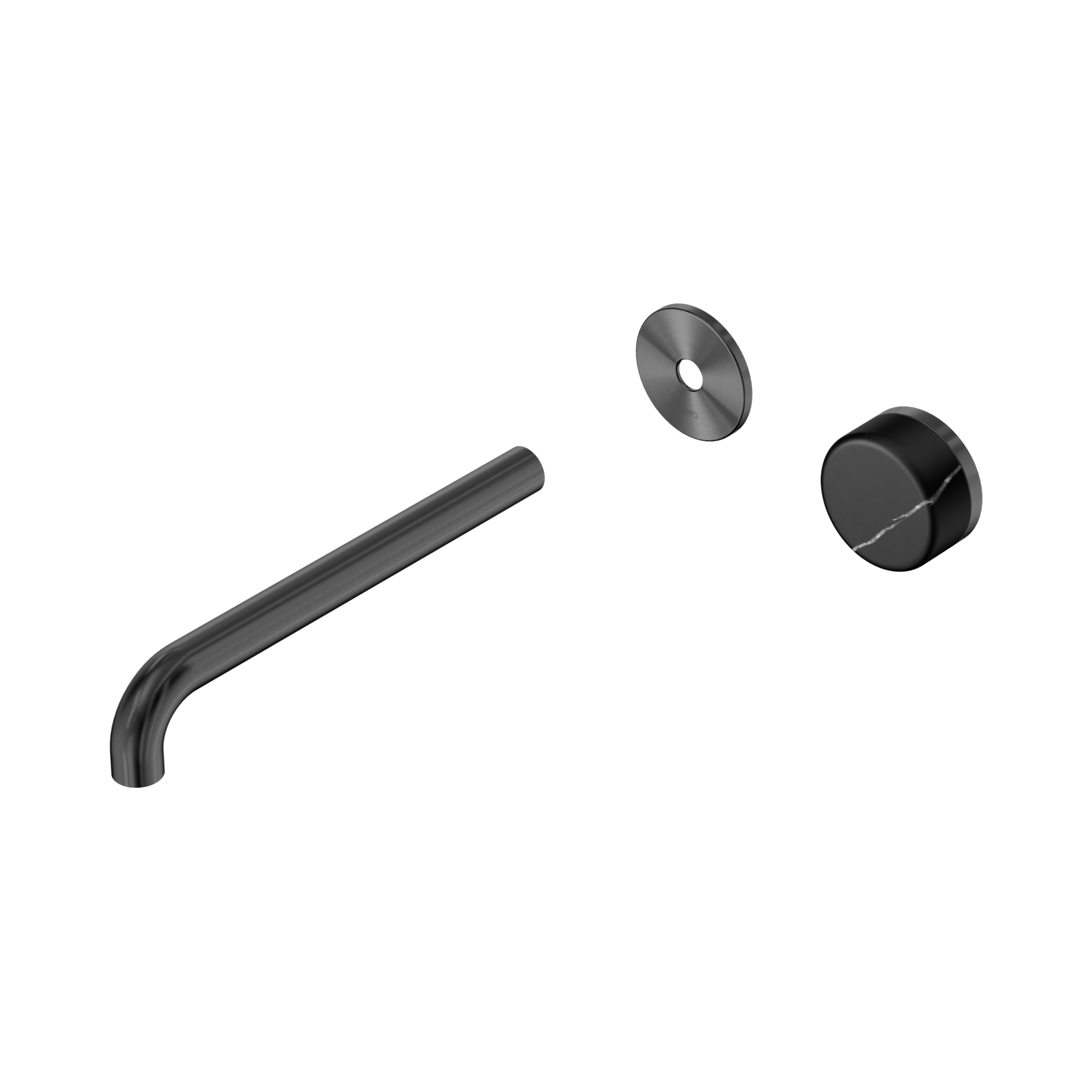 Nero Serenity Progressive Wall Basin Mixer 220mm Spout With Marquina Black Handle Trim Kit Only, Gun Metal
