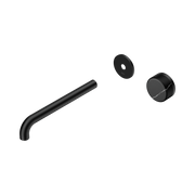 Nero Serenity Progressive Wall Basin Mixer 220mm Spout With Marquina Black Handle Trim Kit Only, Matte Black