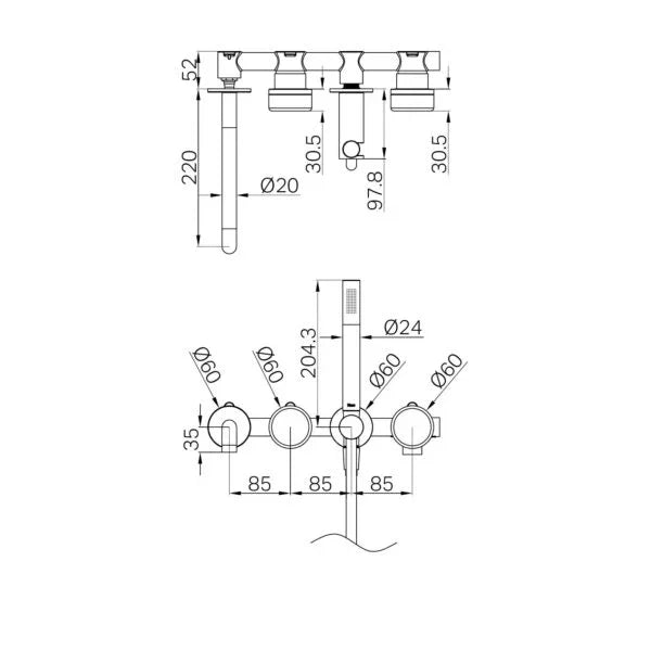 Nero Serenity Progressive Shower System With Spout With Marquina Black Handle And Slim Shower