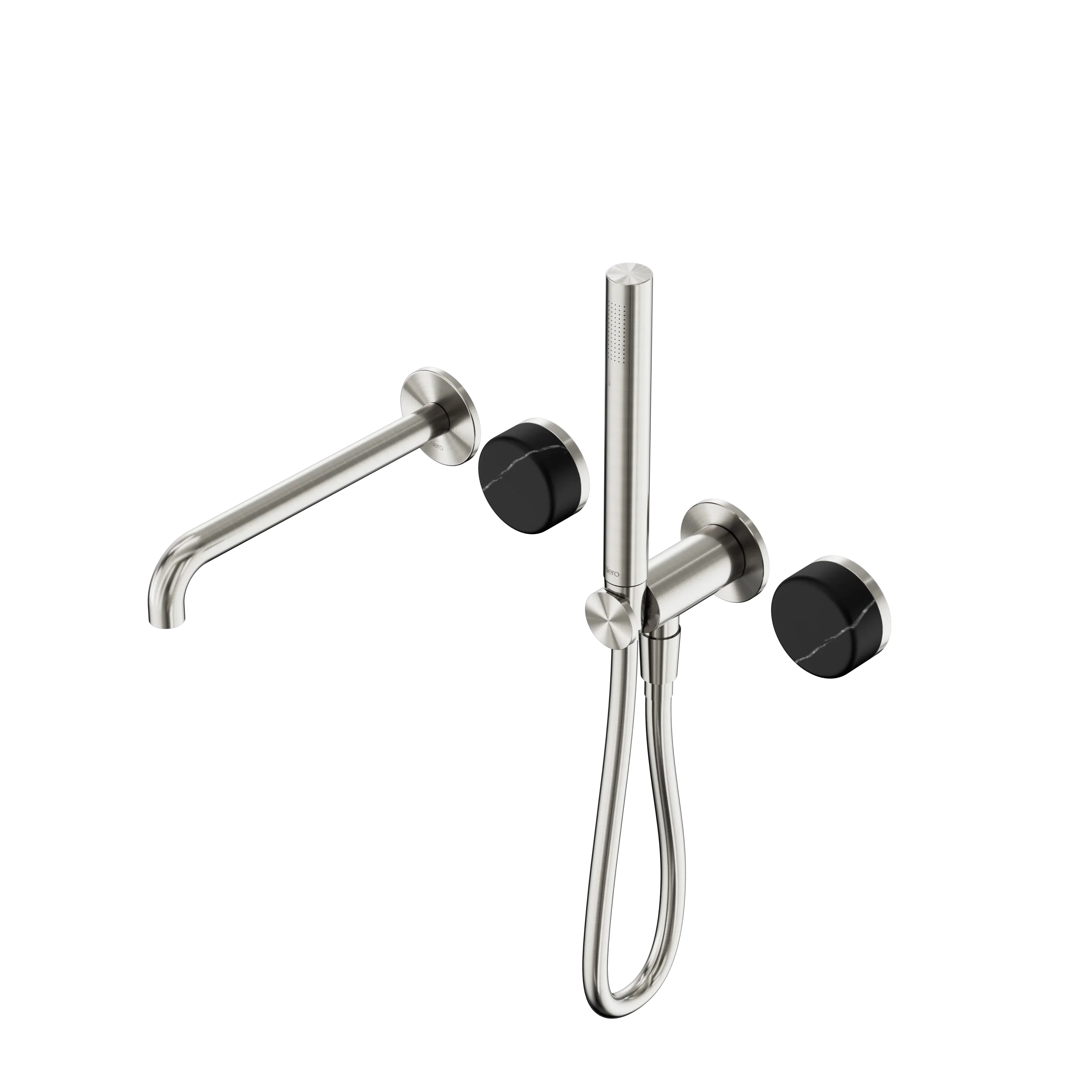 Nero Serenity Progressive Shower System With Spout With Marquina Black Handle And Slim Shower