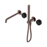 Nero Serenity Progressive Shower System With Spout With Marquina Black Handle And Slim Shower, Brushed Bronze
