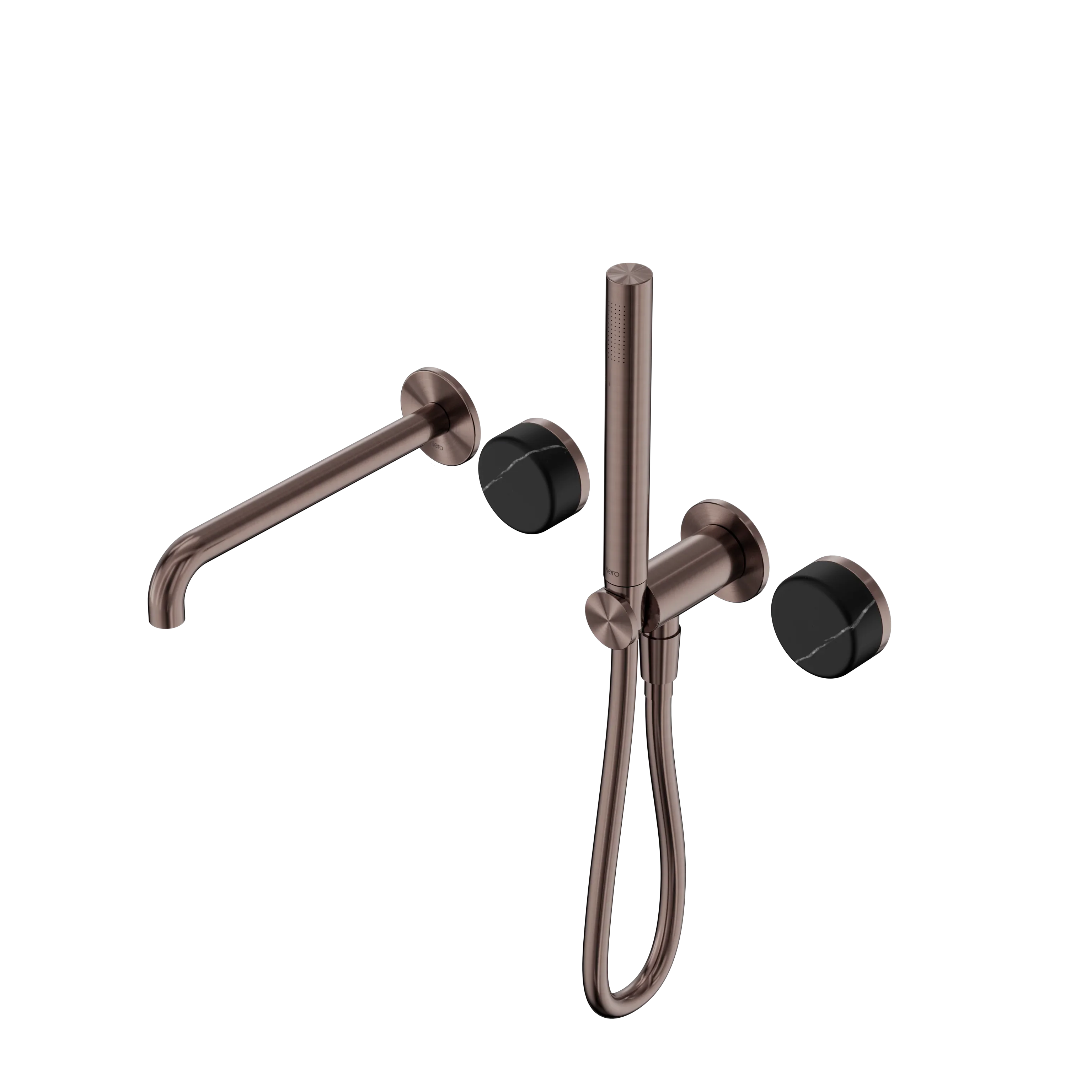 Nero Serenity Progressive Shower System With Spout With Marquina Black Handle And Slim Shower