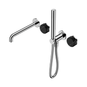 Nero Serenity Progressive Shower System With Spout With Marquina Black Handle And Slim Shower, Chrome