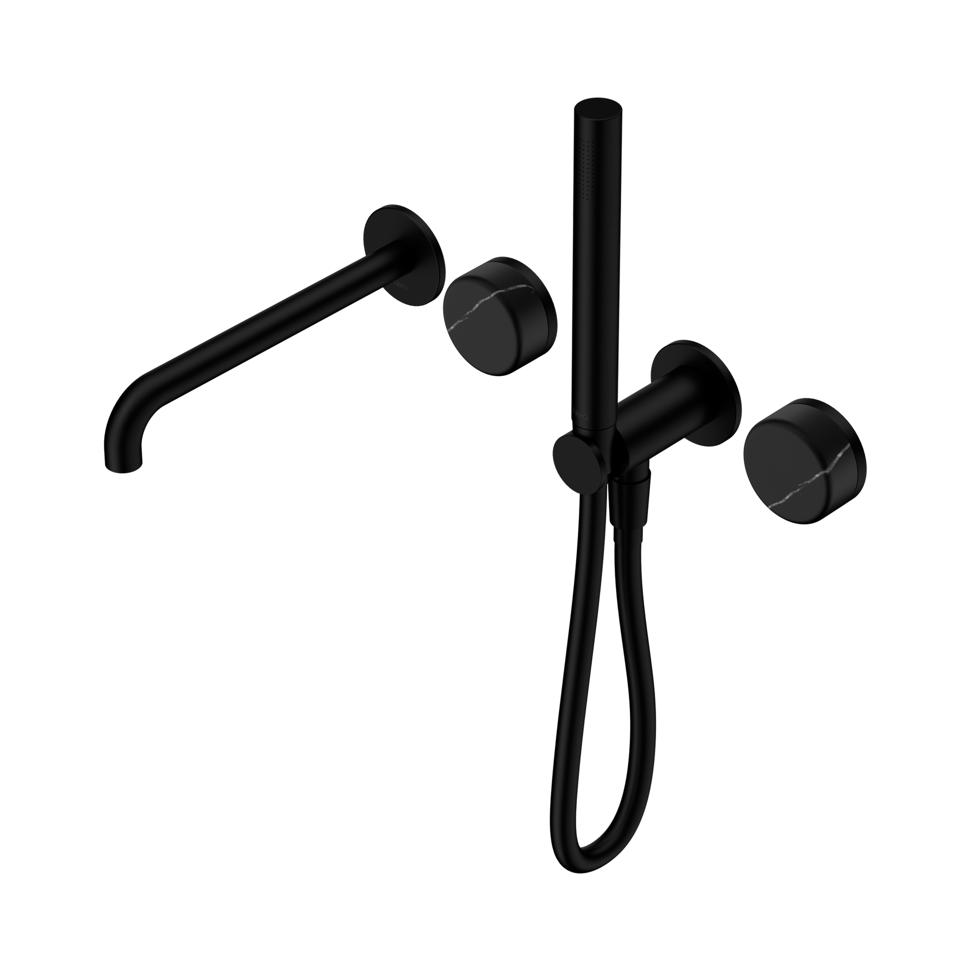 Nero Serenity Progressive Shower System With Spout With Marquina Black Handle And Slim Shower, Matte Black