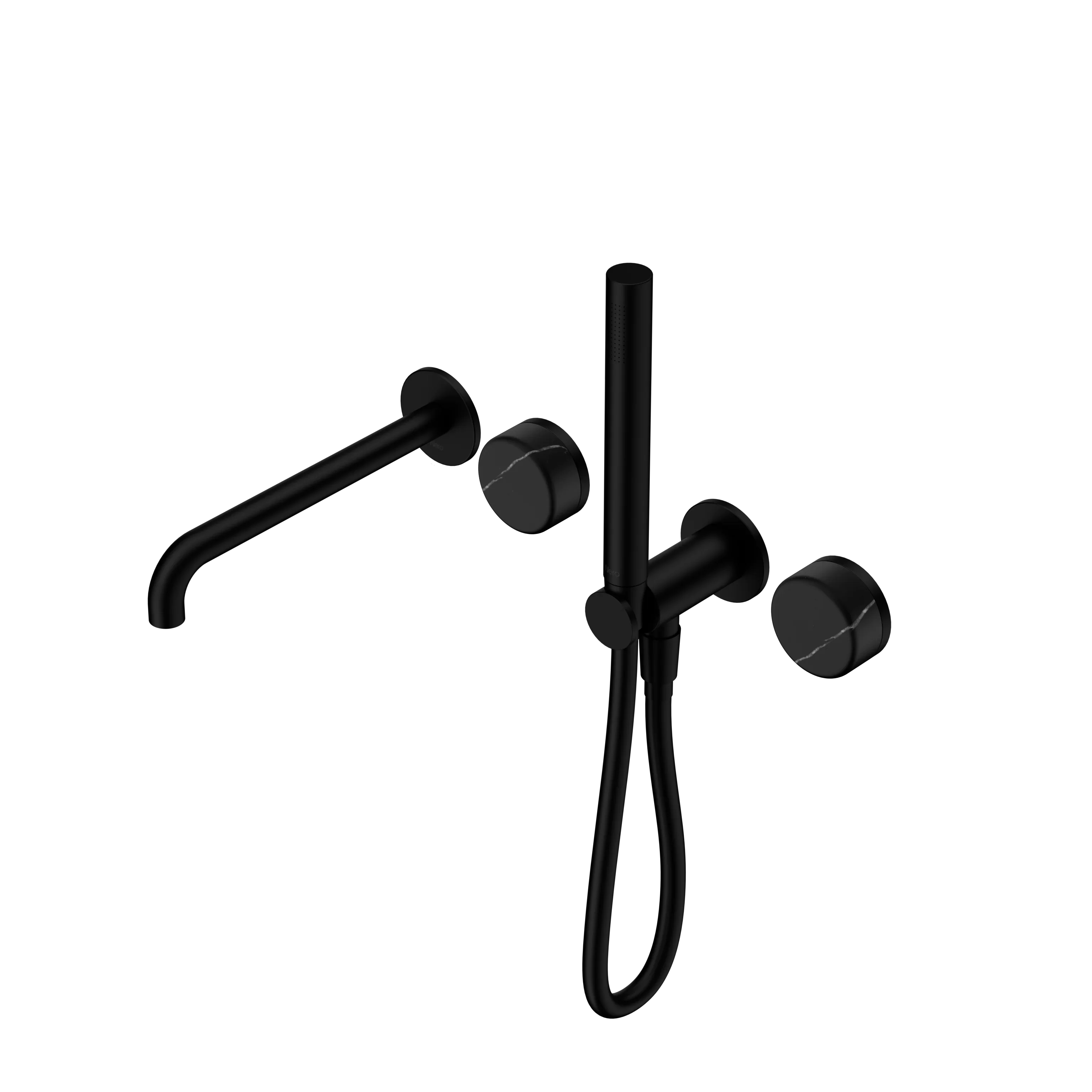 Nero Serenity Progressive Shower System With Spout With Marquina Black Handle And Slim Shower