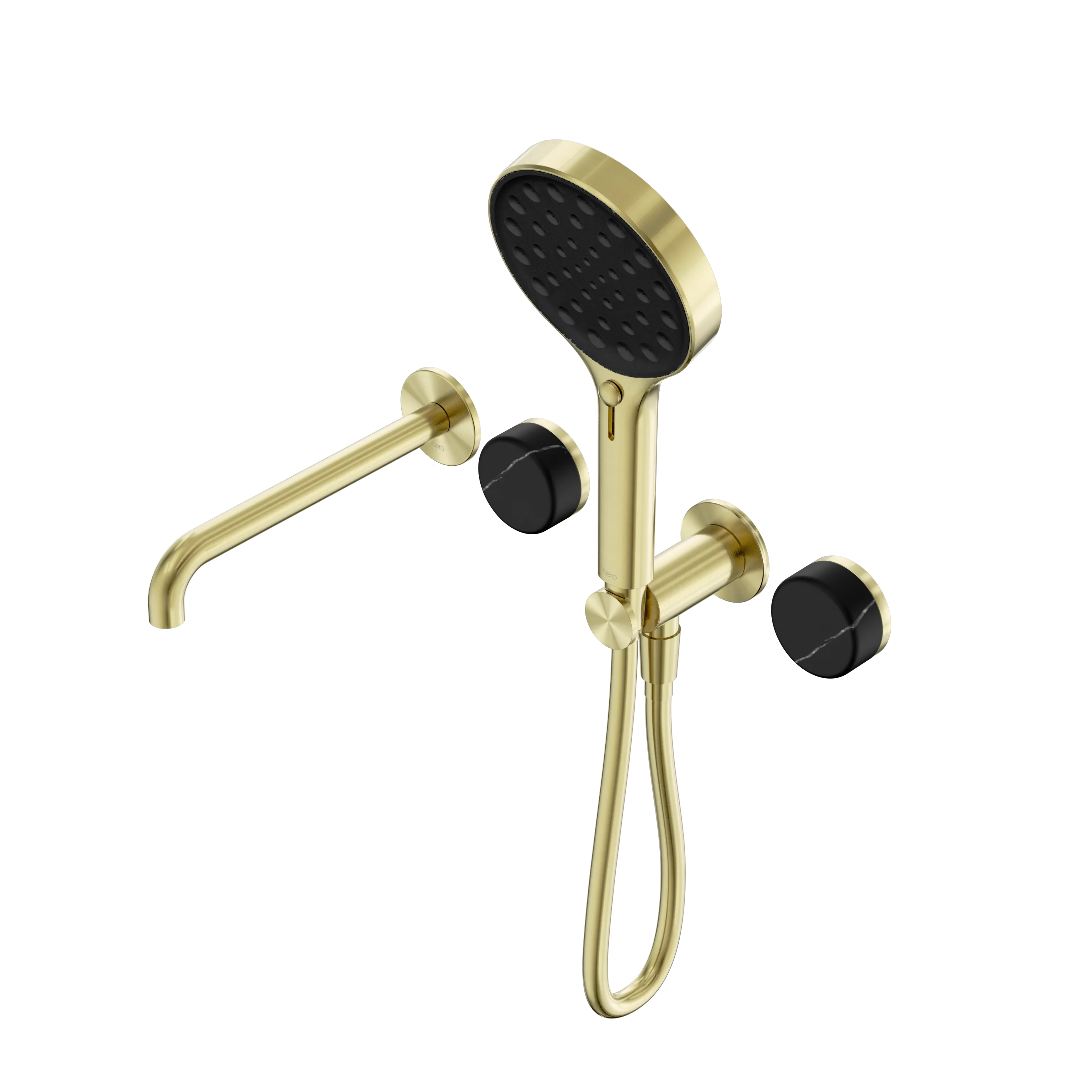 Nero Serenity Progressive Shower System With Spout With Marquina Black Handle And Serenity Hand Shower