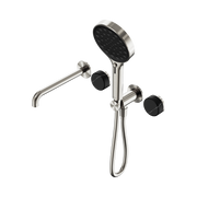 Nero Serenity Progressive Shower System With Spout With Marquina Black Handle And Serenity Hand Shower, Brushed Nickel