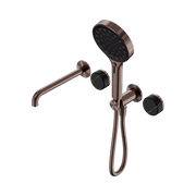 Nero Serenity Progressive Shower System With Spout With Marquina Black Handle And Serenity Hand Shower, Brushed Bronze