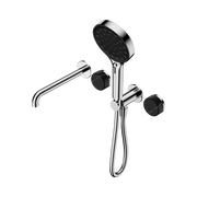 Nero Serenity Progressive Shower System With Spout With Marquina Black Handle And Serenity Hand Shower, Chrome