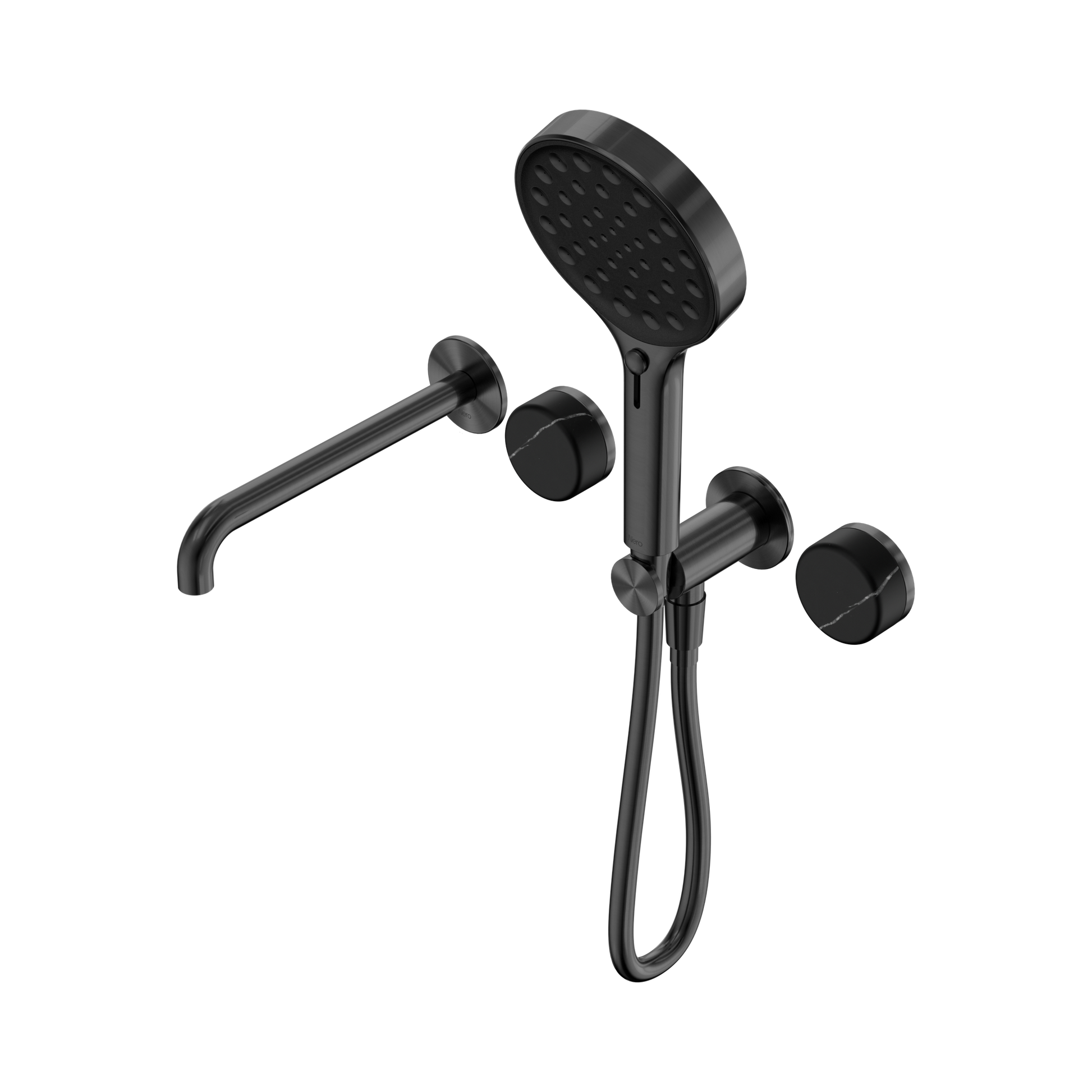 Nero Serenity Progressive Shower System With Spout With Marquina Black Handle And Serenity Hand Shower, Gun Metal