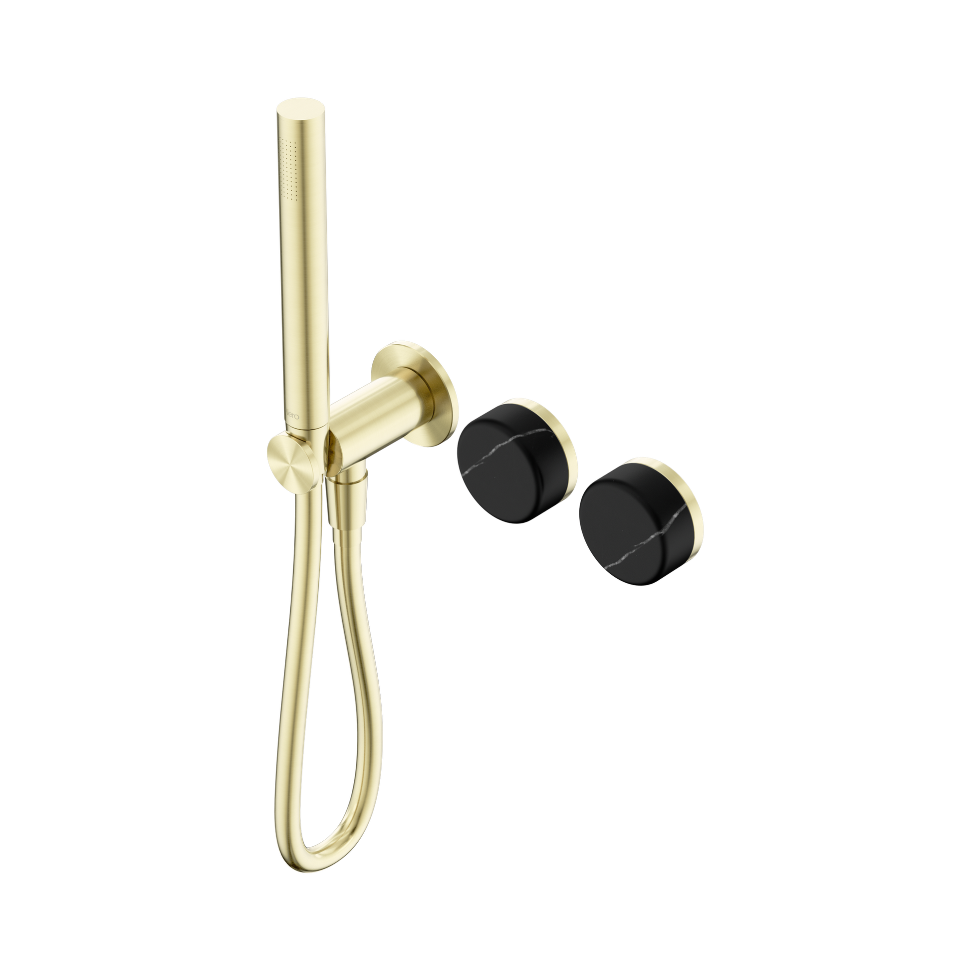 Nero Serenity Progressive Shower System With Marquina Black Handle And Slim Shower, Brushed Gold