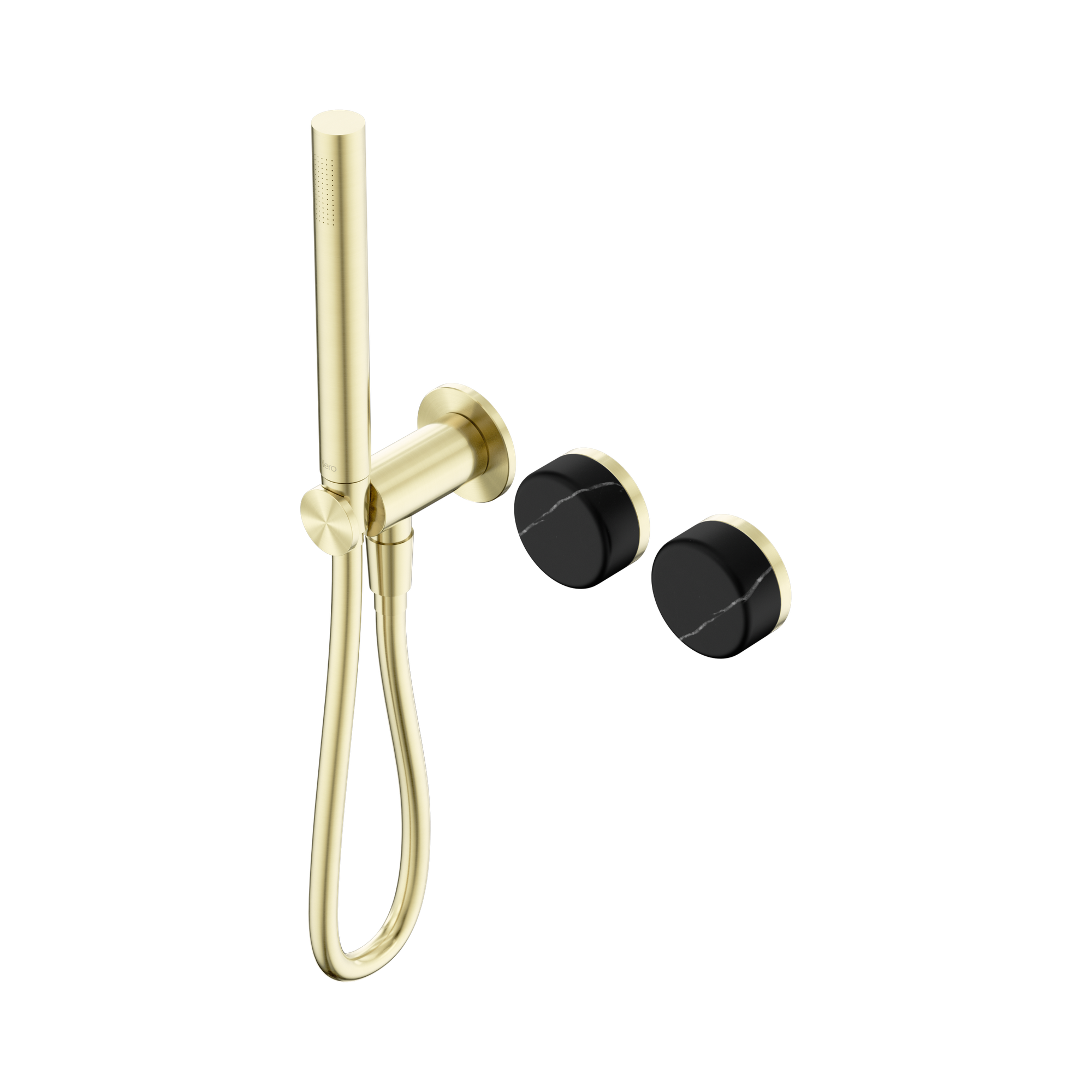 Nero Serenity Progressive Shower System With Marquina Black Handle And Slim Shower, Brushed Gold
