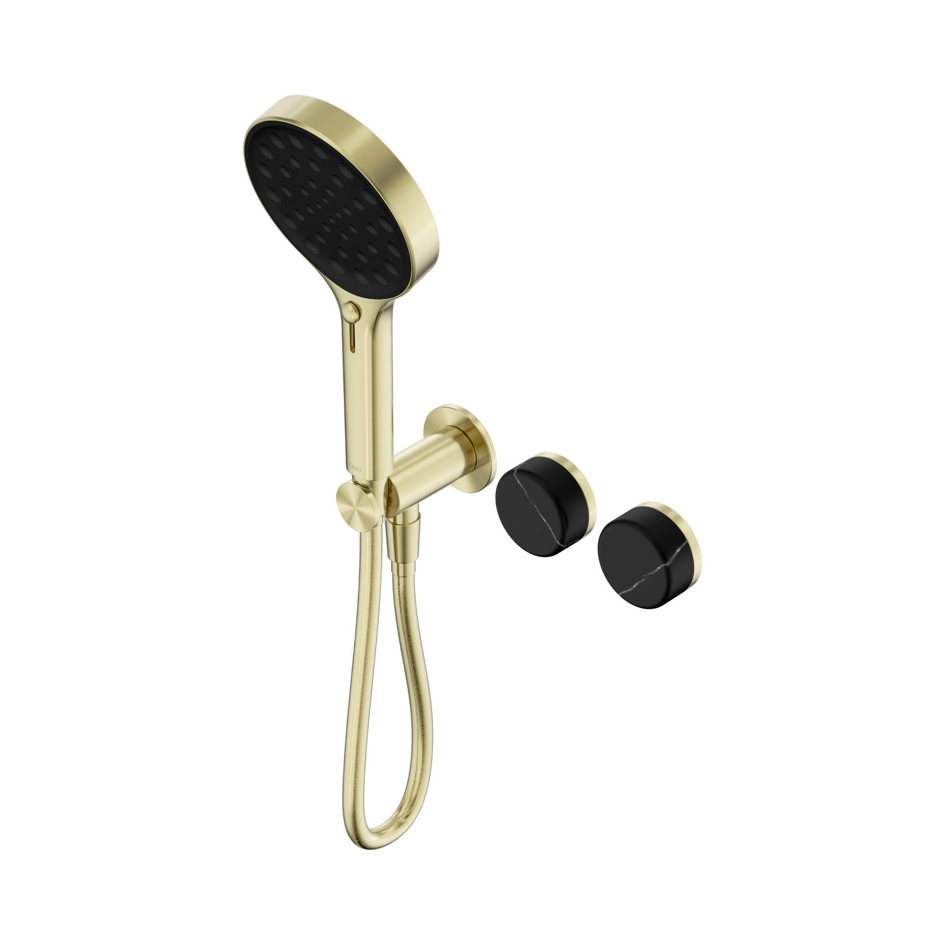 Nero Serenity Progressive Shower System With Marquina Black Handle And Serenity Hand Shower, Brushed Gold