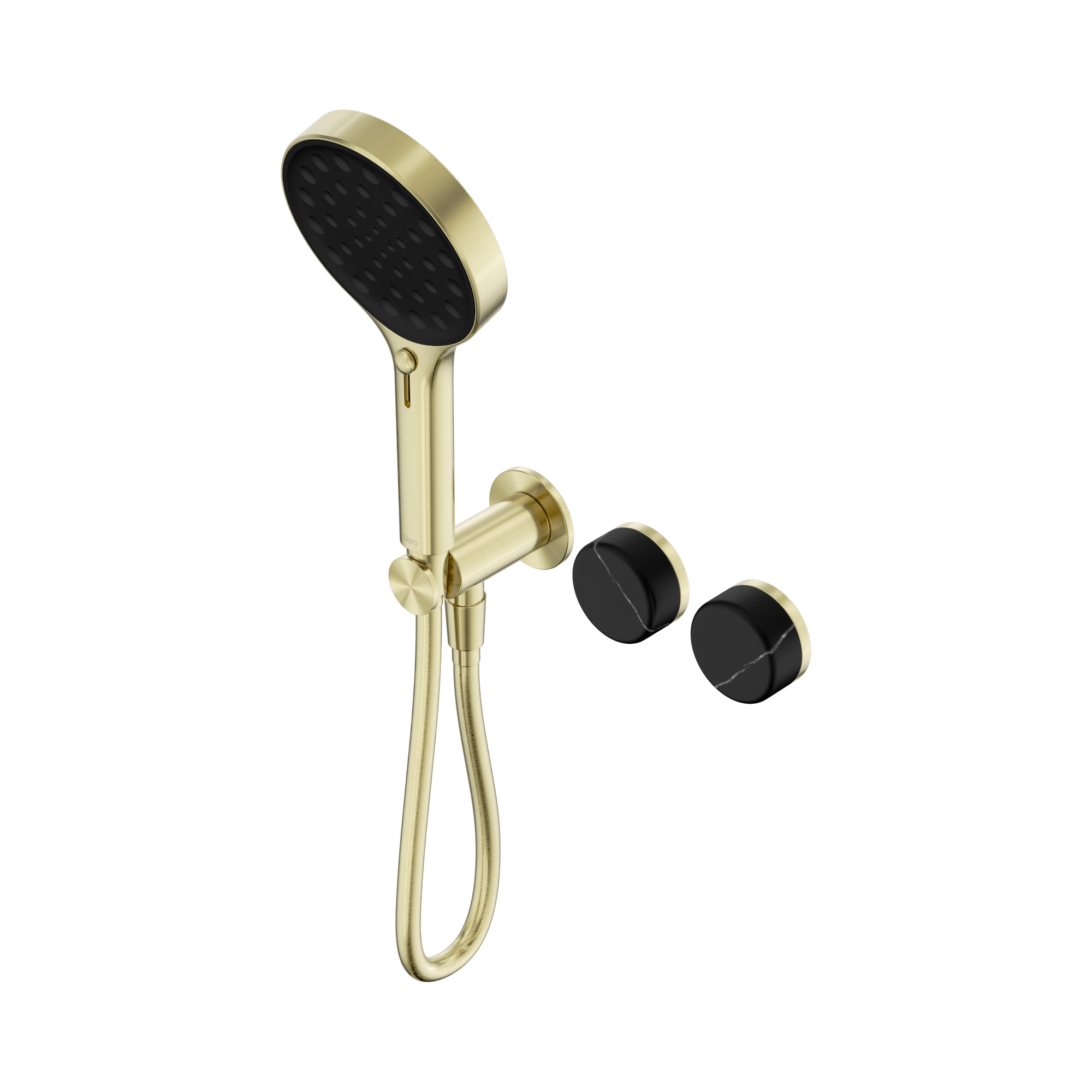 Nero Serenity Progressive Shower System With Marquina Black Handle And Serenity Hand Shower, Brushed Gold