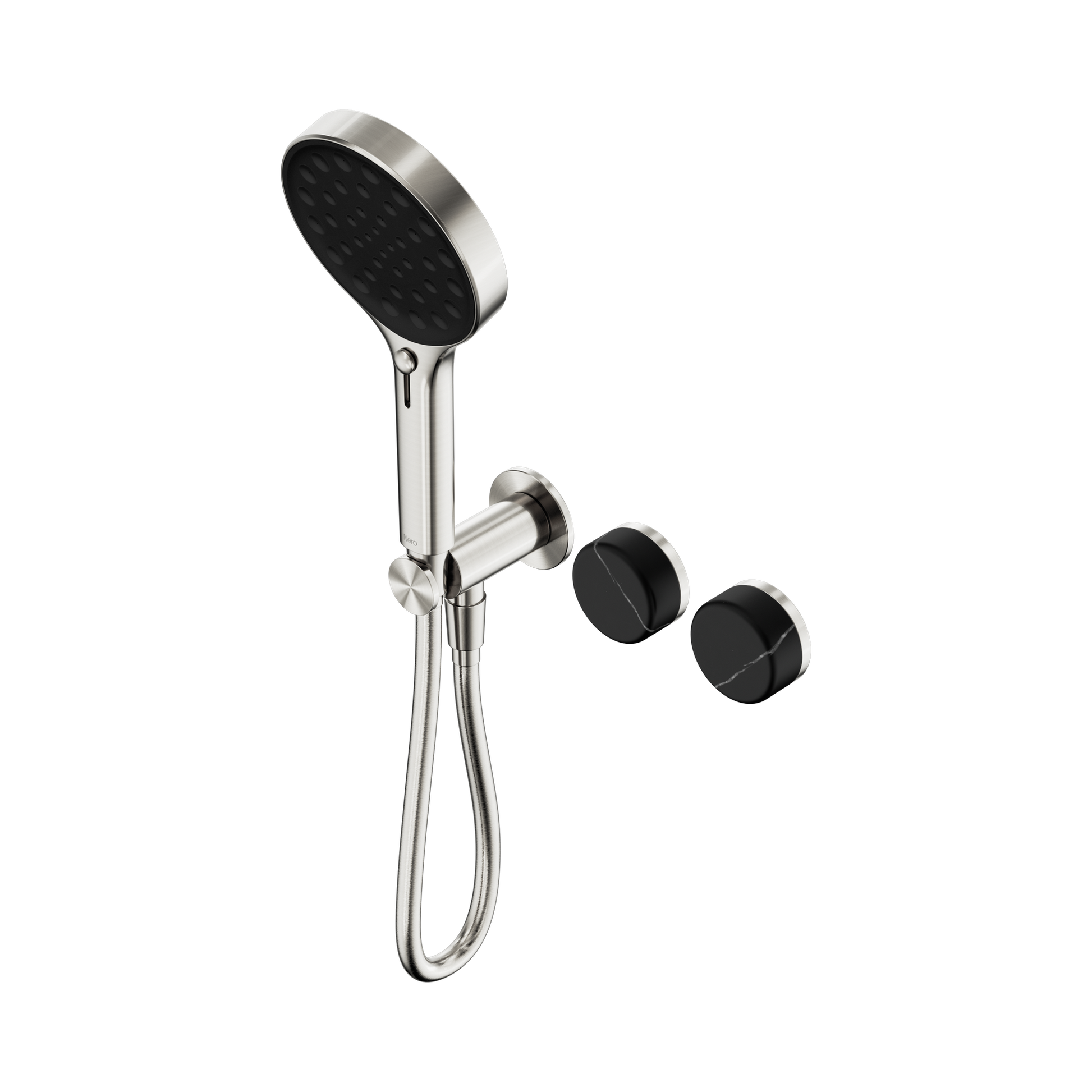 Nero Serenity Progressive Shower System With Marquina Black Handle And Serenity Hand Shower, Brushed Nickel