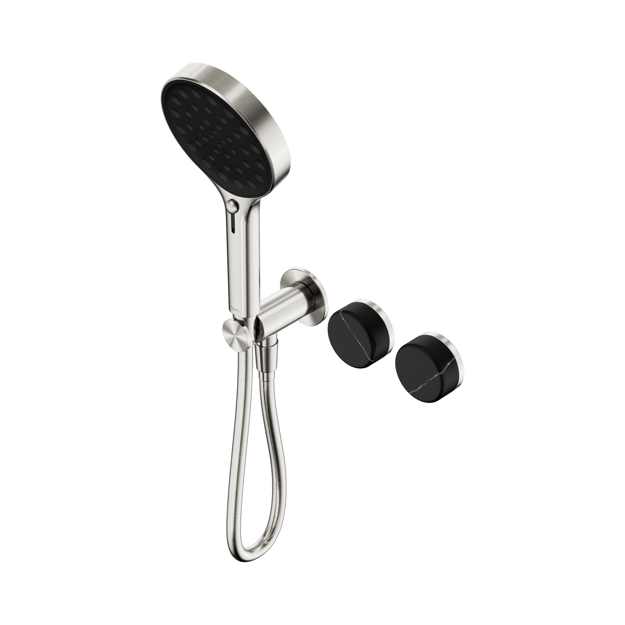 Nero Serenity Progressive Shower System With Marquina Black Handle And Serenity Hand Shower, Brushed Nickel