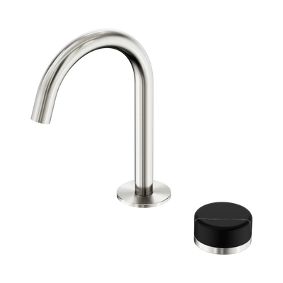 Nero Serenity Progressive Basin Mixer Arc Spout With Marquina Black Handle, Brushed Nickel