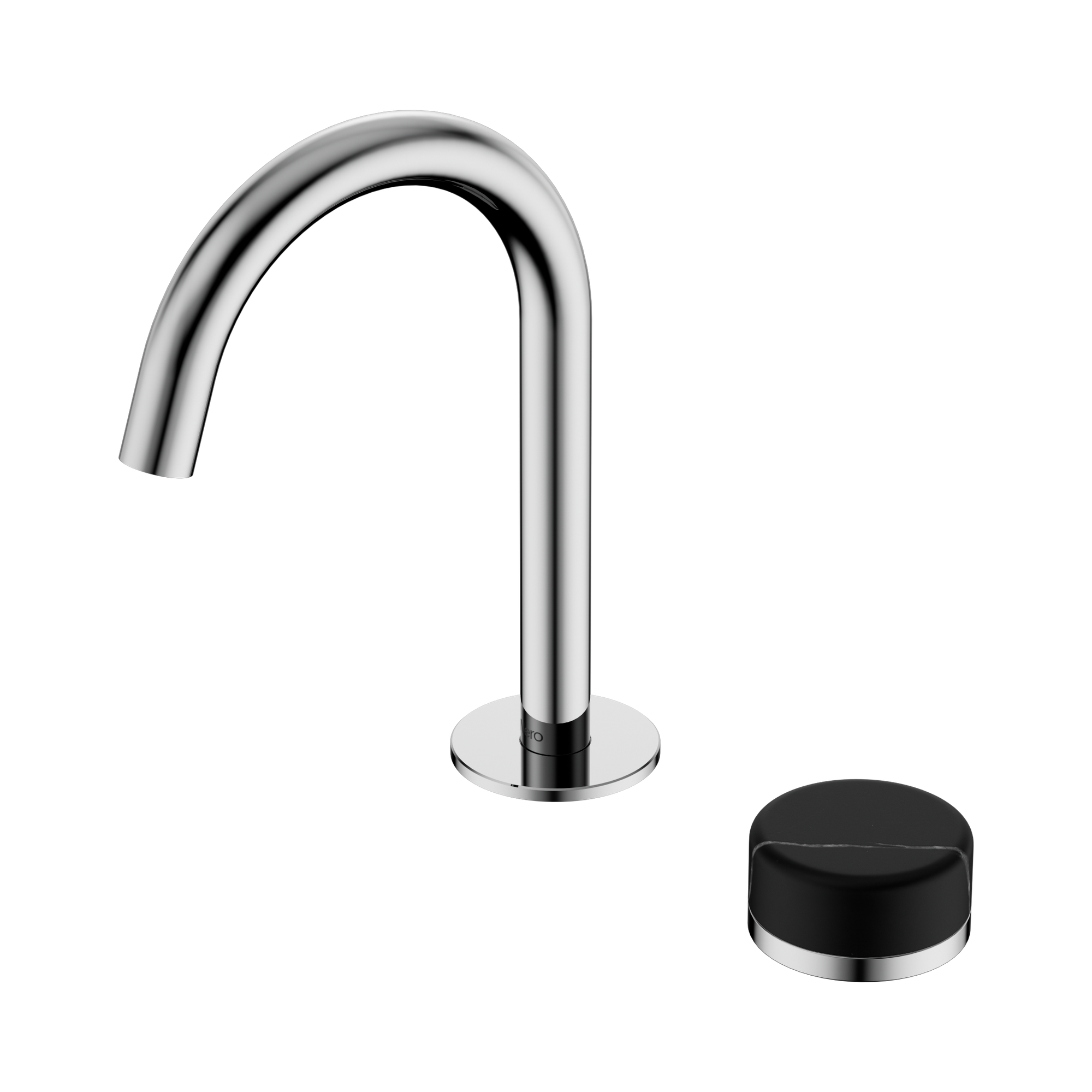 Nero Serenity Progressive Basin Mixer Arc Spout With Marquina Black Handle, Chrome