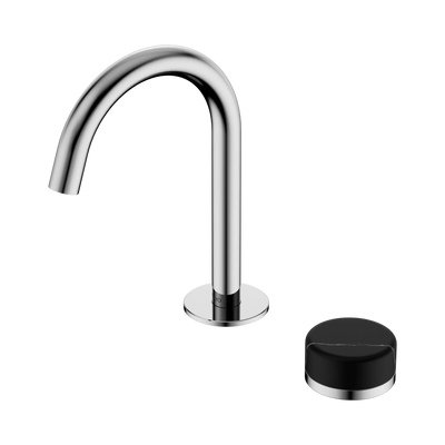 Nero Serenity Progressive Basin Mixer Arc Spout With Marquina Black Handle, Chrome