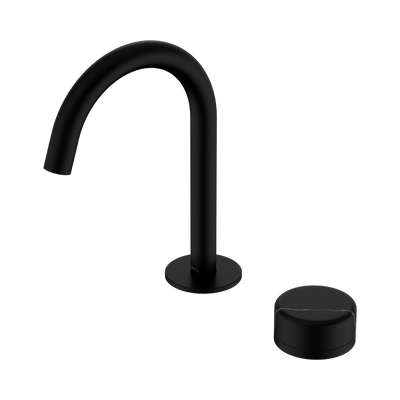 Nero Serenity Progressive Basin Mixer Arc Spout With Marquina Black Handle, Matte Black