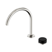 Nero Serenity Progressive Bath/Kitchen Mixer Arc Spout With Marquina Black Handle, Brushed Nickel