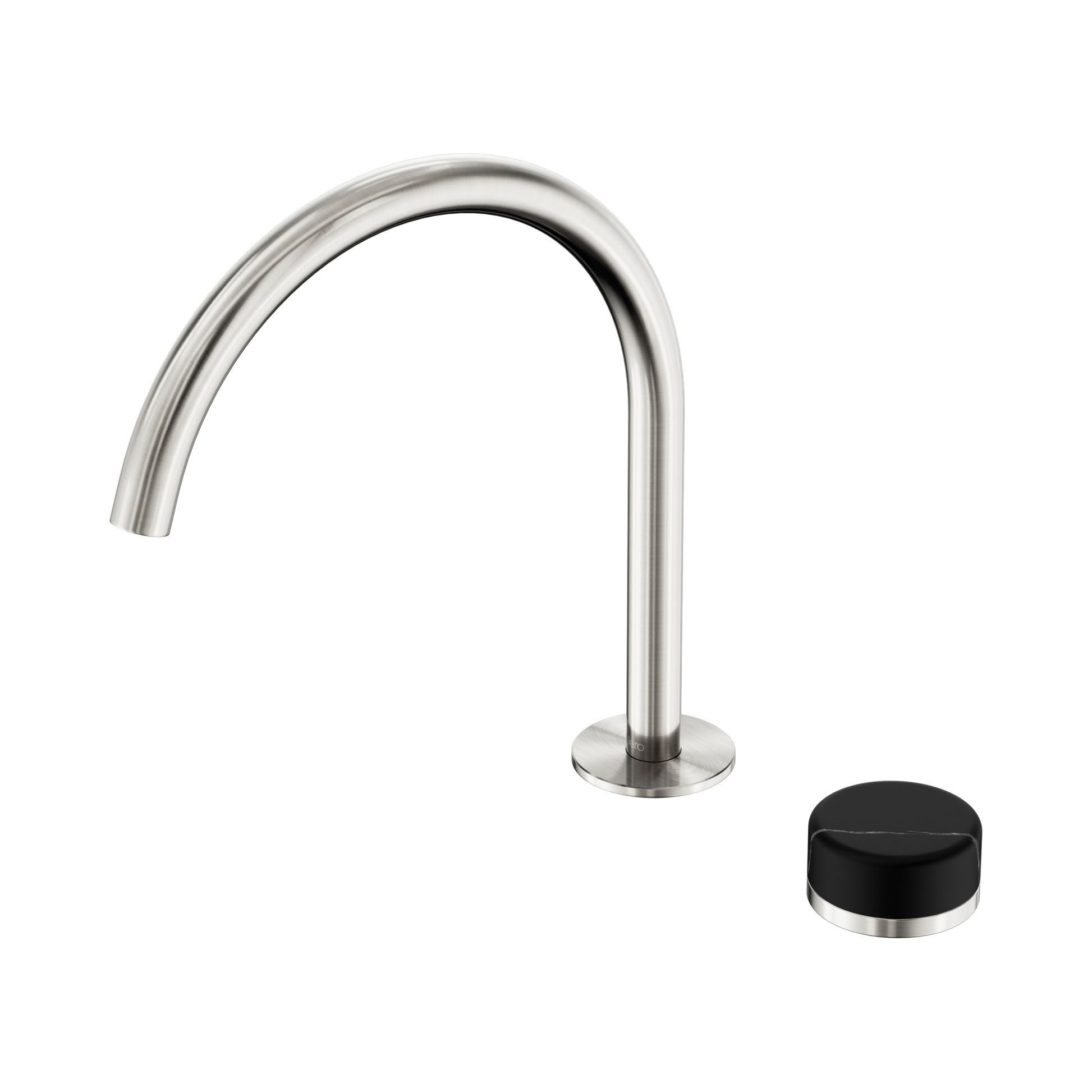 Nero Serenity Progressive Bath/Kitchen Mixer Arc Spout With Marquina Black Handle, Brushed Nickel