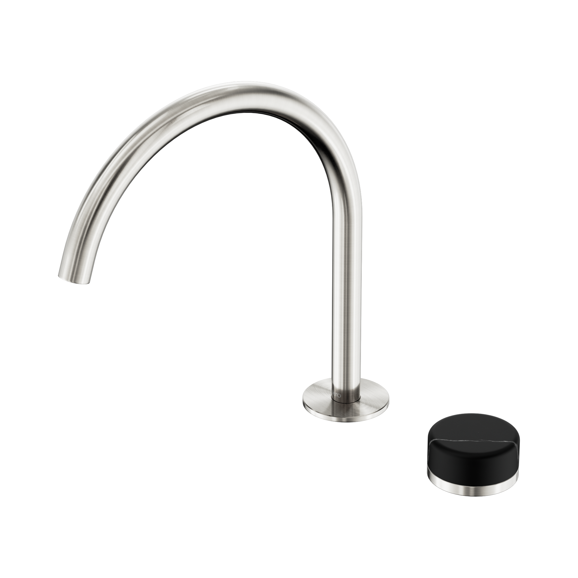 Nero Serenity Progressive Bath/Kitchen Mixer Arc Spout With Marquina Black Handle, Brushed Nickel